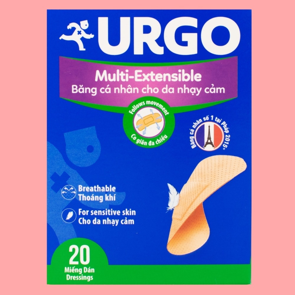 Băng Cá Nhân Urgo Multive-Extensible 20Pcs (Da Nhạy Cảm)