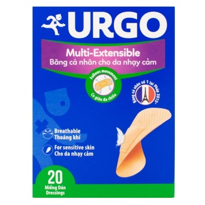 URGO Băng Cá Nhân Urgo Multive-Extensible 20Pcs (Da Nhạy Cảm)