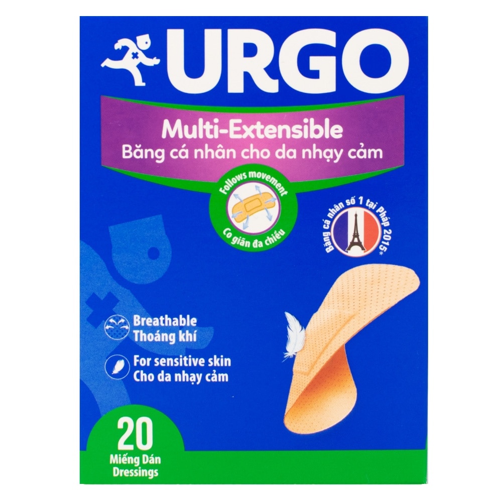 Băng Cá Nhân Urgo Multive-Extensible 20Pcs (Da Nhạy Cảm)