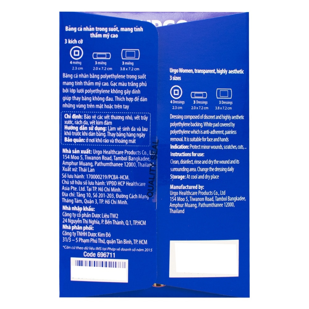 Băng Cá Nhân Urgo Women Cho Phụ Nữ 3 Kích Cỡ 10Pcs