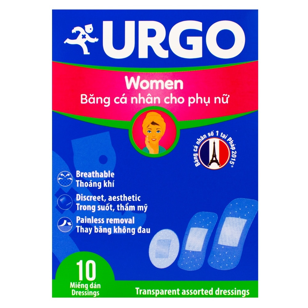 Băng Cá Nhân Urgo Women Cho Phụ Nữ 3 Kích Cỡ 10Pcs