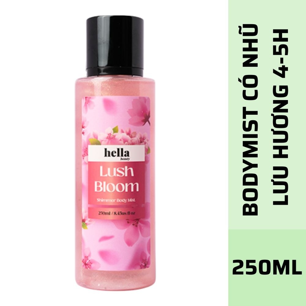 Xịt Thơm Toàn Thân Có Nhũ Hella Beauty Lush Bloom Shimmer Body Mist 250ml