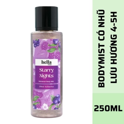 HELLA BEAUTY Xịt Thơm Toàn Thân Có Nhũ Hella Beauty Starry Nights Shimmer Body Mist 250ml