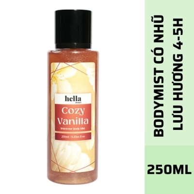 HELLA BEAUTY Xịt Thơm Toàn Thân Có Nhũ Hella Beauty Cozy Vanilla Shimmer Body Mist 250ml