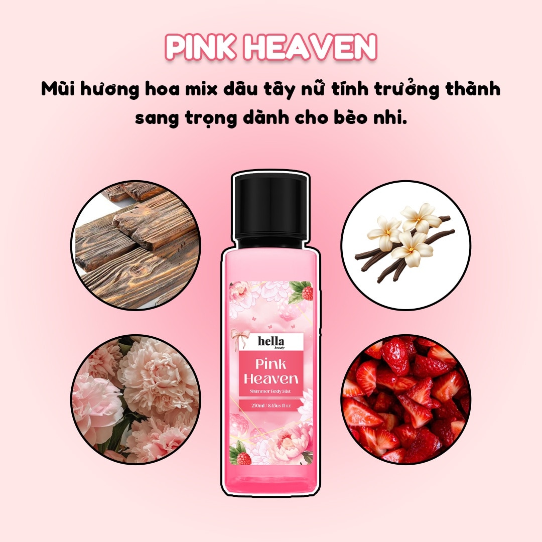 Hella Beauty Pink Heaven Shimmer Body Mist 250ml