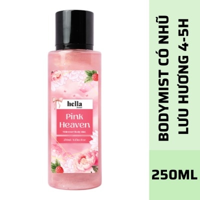 HELLA BEAUTY Xịt Thơm Toàn Thân Có Nhũ Hella Beauty Pink Heaven Shimmer Body Mist 250ml