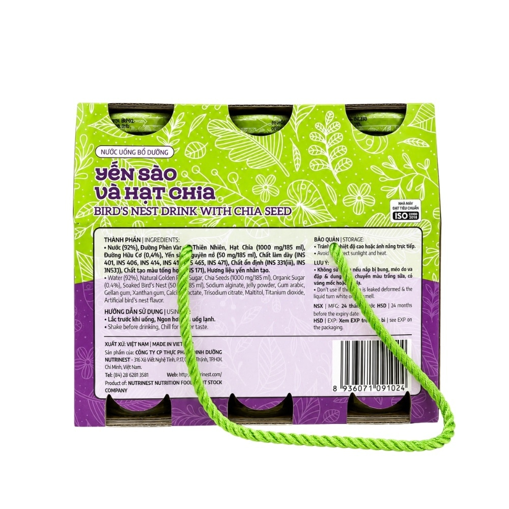 Nước Uống Bổ Dưỡng Green Bird Yến Sào Và Hạt Chia 185mlx6Pcs image