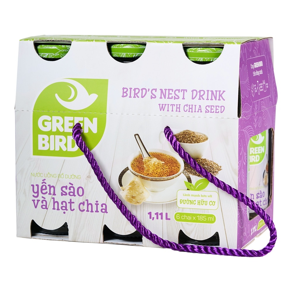 Green Bird Bird's Nest Drink&Chia Seeds 185mlx6pcs