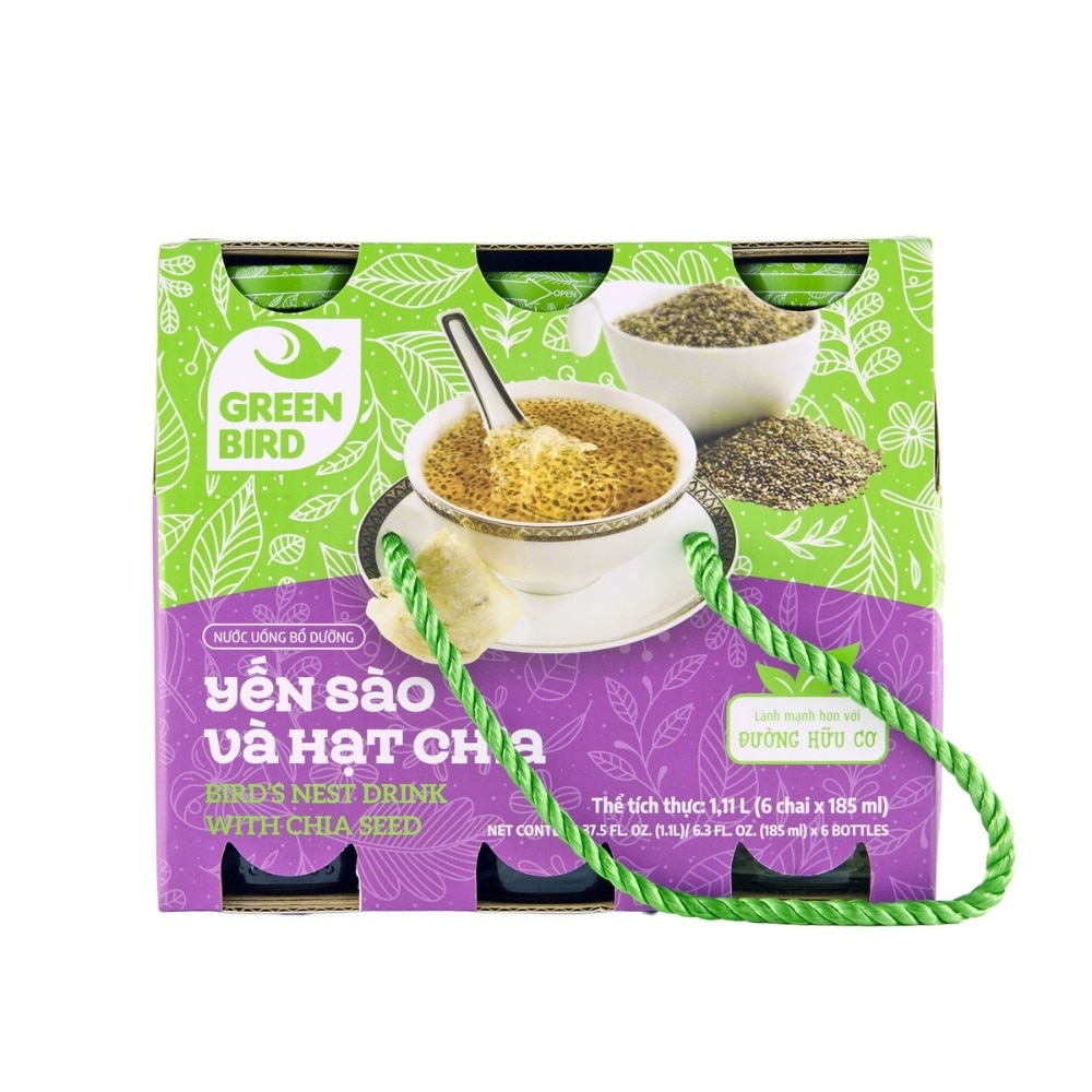 Nước Uống Bổ Dưỡng Green Bird Yến Sào Và Hạt Chia 185mlx6Pcs image
