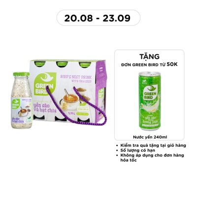 GREEN BIRD - Nước Uống Bổ Dưỡng Green Bird Yến Sào Và Hạt Chia 185mlx6Pcs image