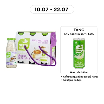 GREEN BIRD - Bird's Nest Drink&Chia Seeds 185mlx6pcs image
