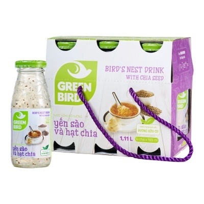 GREEN BIRD Bird's Nest Drink&Chia Seeds 185mlx6pcs