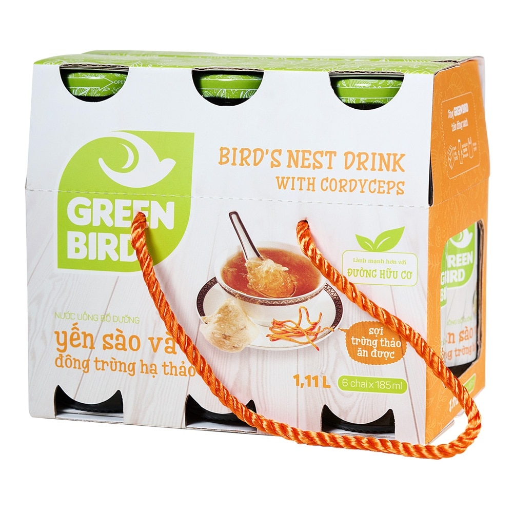 Nước Uống Bổ Dưỡng Green Bird Yến Sào Và Đông Trùng Hạ Thảo 185mlx6Pcs