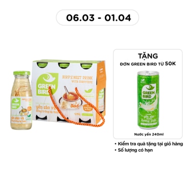 GREEN BIRD Nước Uống Bổ Dưỡng Green Bird Yến Sào Và Đông Trùng Hạ Thảo 185mlx6Pcs