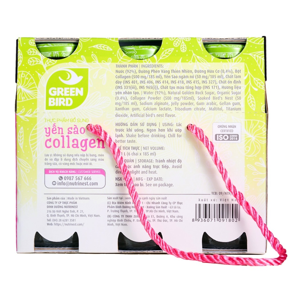 Green Bird Bird's Nest Drink & Collagen 185mlx6pcs