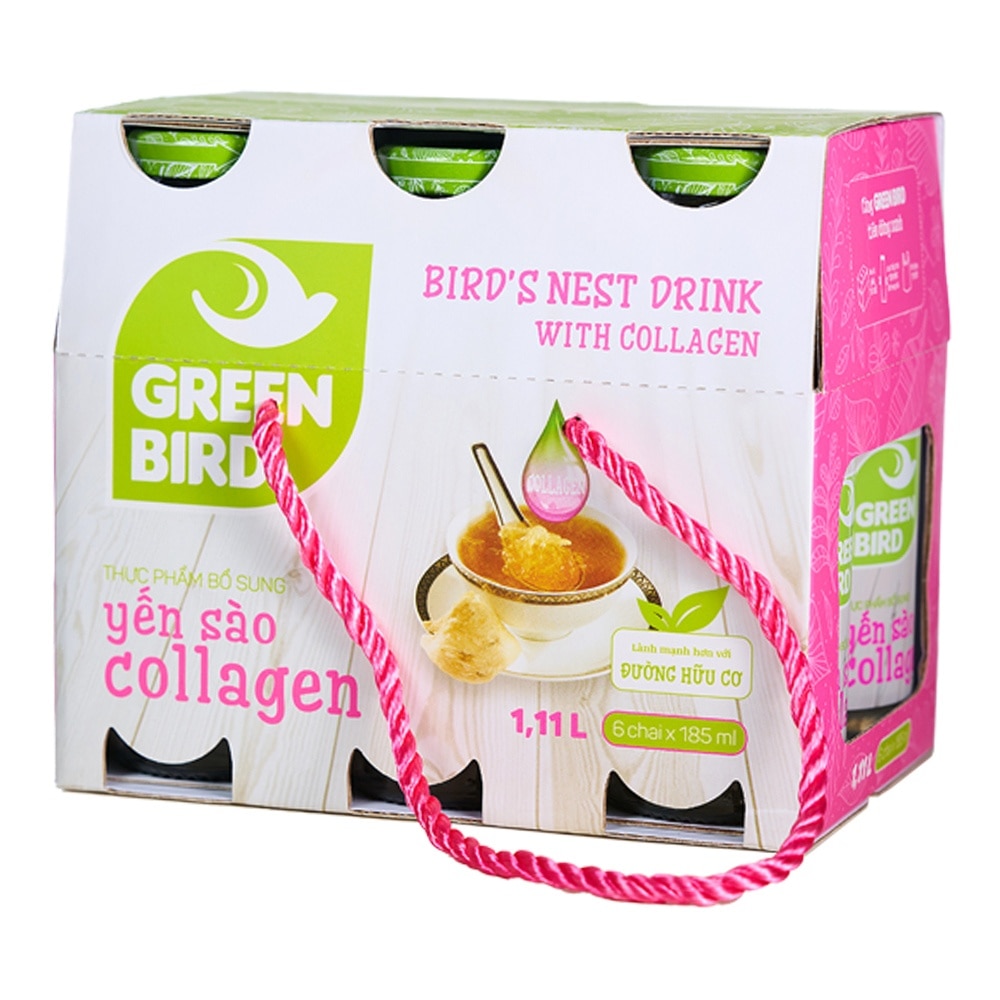 Green Bird Bird's Nest Drink & Collagen 185mlx6pcs