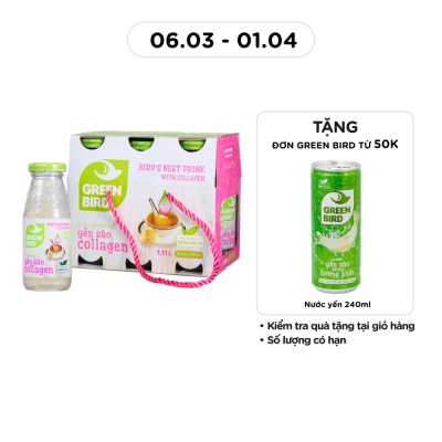 GREEN BIRD Thực Phẩm Bổ Sung Green Bird Yến Sào Collagen 185mlx6Pcs