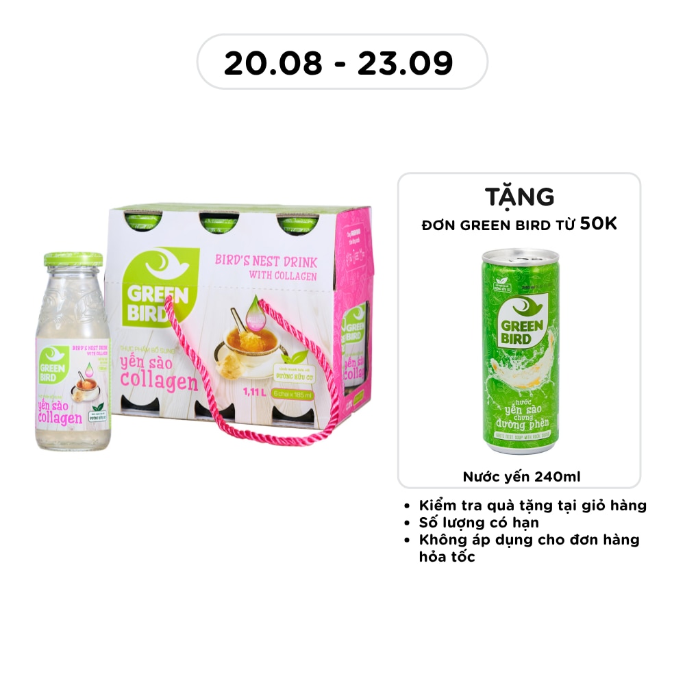 Thực Phẩm Bổ Sung Green Bird Yến Sào Collagen 185mlx6Pcs image