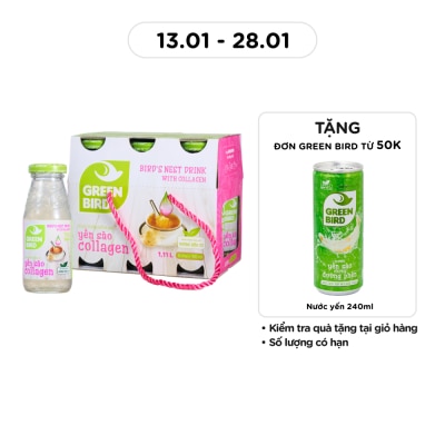 GREEN BIRD Thực Phẩm Bổ Sung Green Bird Yến Sào Collagen 185mlx6Pcs