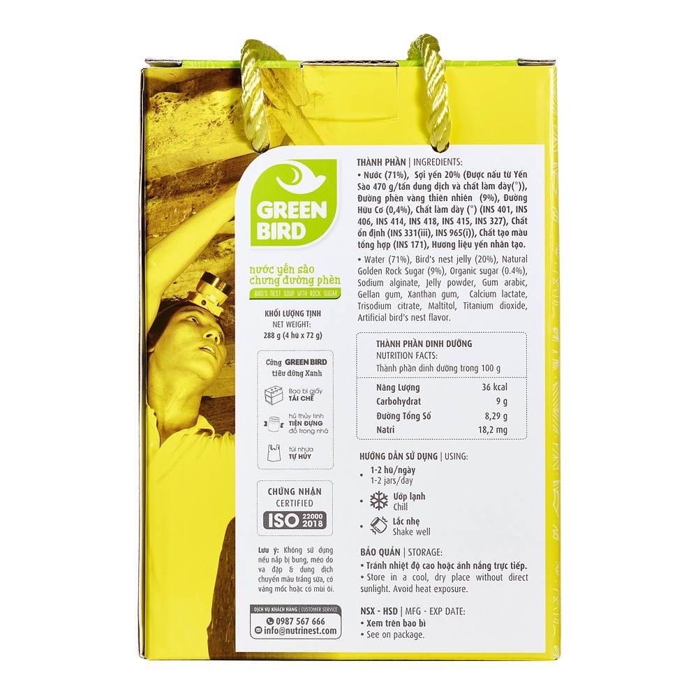 Nước Uống Bổ Sung Green Bird Yến Sào Chưng Đường Phèn 72gx 4Pcs