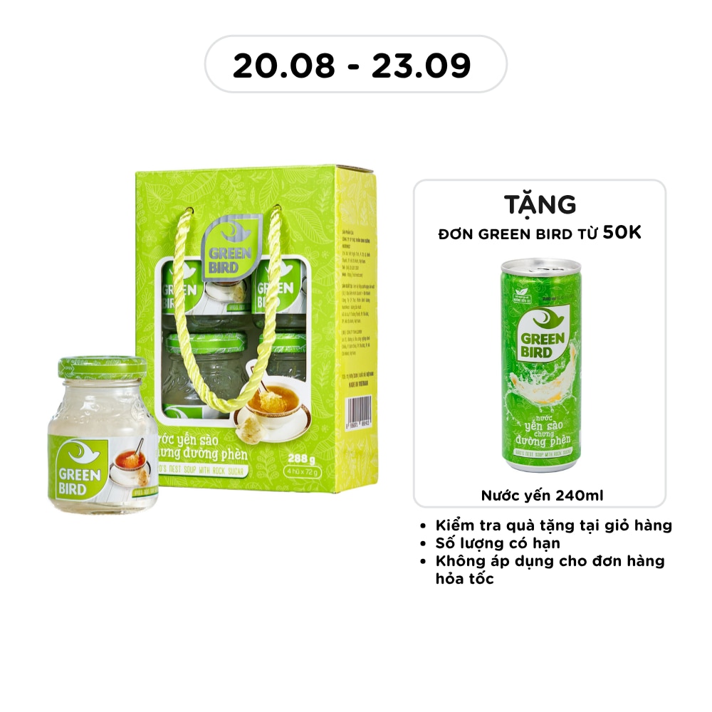 Nước Uống Bổ Sung Green Bird Yến Sào Chưng Đường Phèn 72gx 4Pcs image