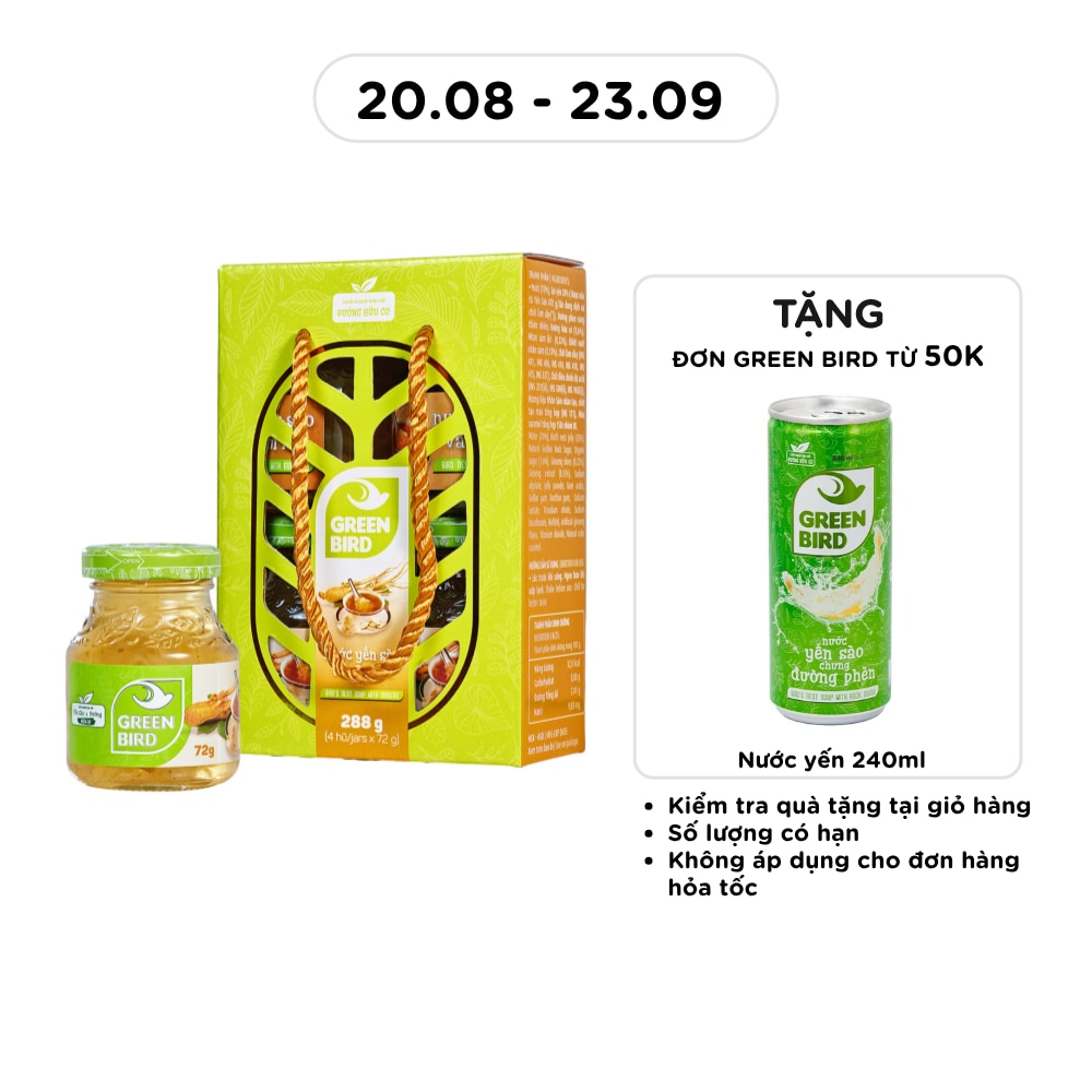 Nước Uống Bổ Sung Green Bird Yến Sào Và Sâm Lát 72gx 4Pcs image