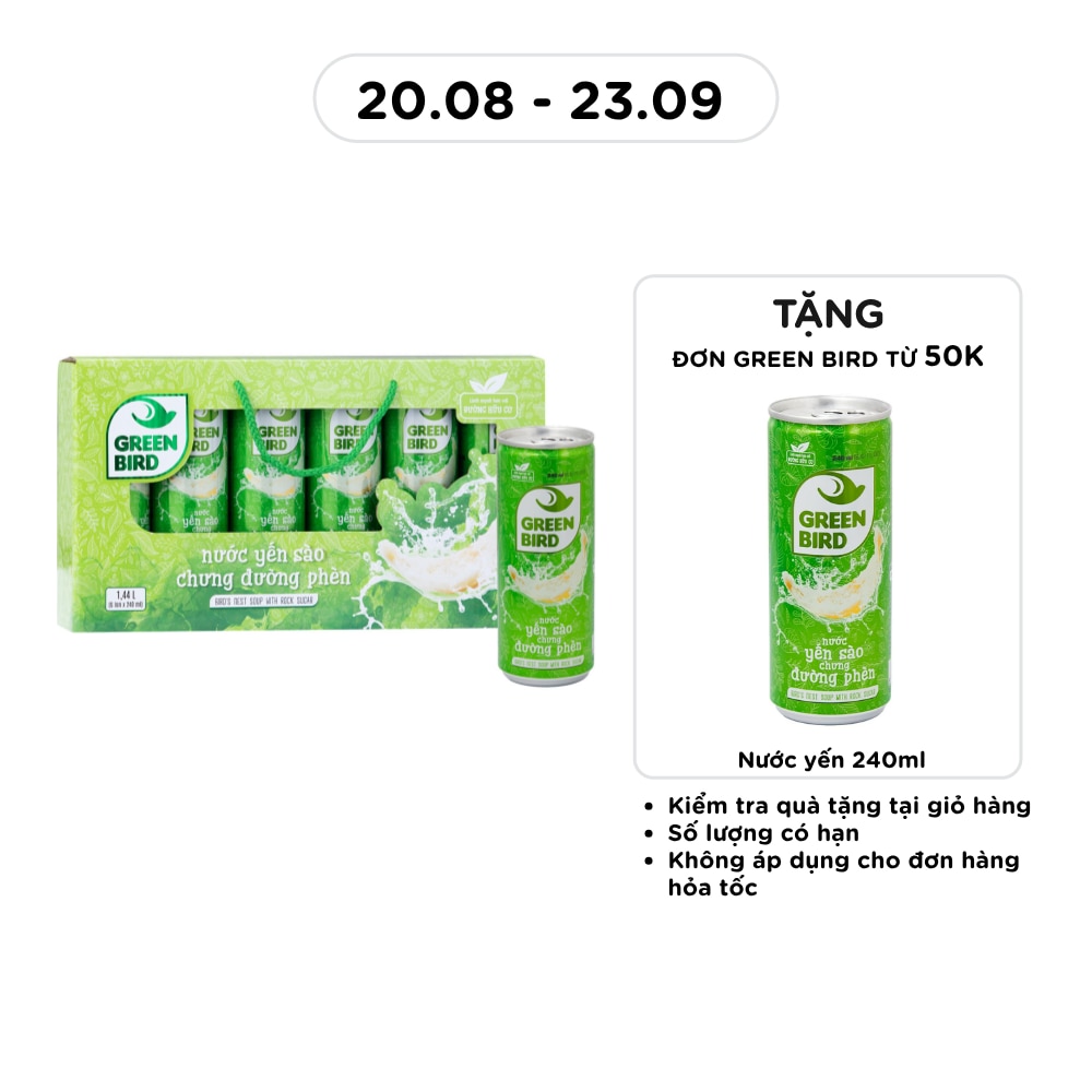 Nước Uống Bổ Sung Green Bird Yến Sào Chưng Đường Phèn 240mlx6Pcs image