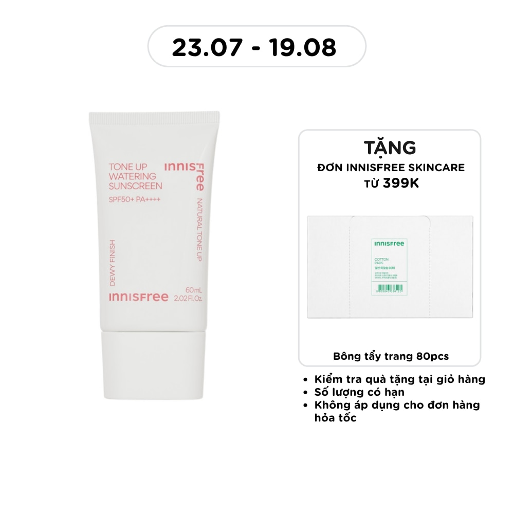 Kem Chống Nắng Nâng Tông Dưỡng Ẩm Innisfree Tone Up Watering Sunscreen SPF50+ PA++++ 60ml