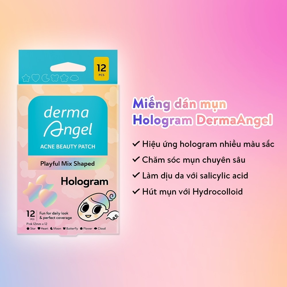 Miếng Dán Mụn Dermaangel Acne Beauty Patch Hologram 12Pcs