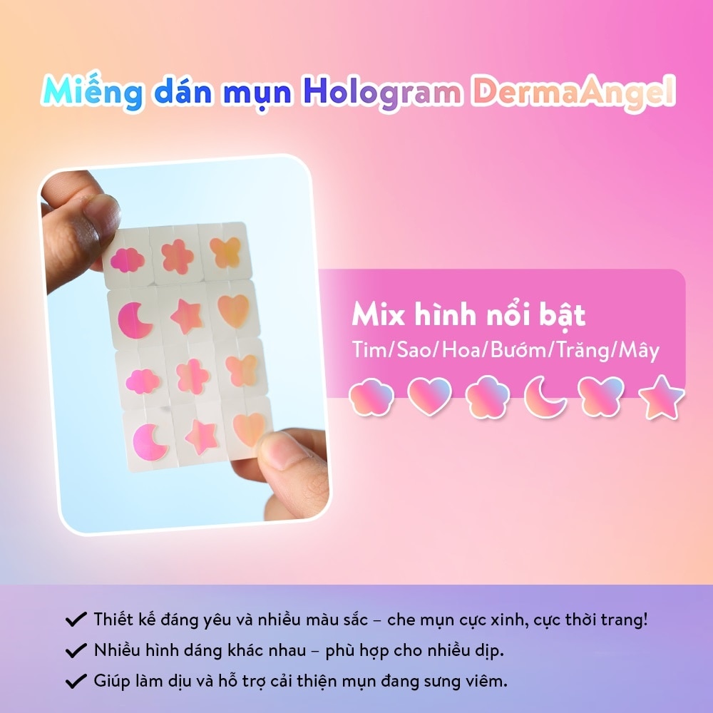 Miếng Dán Mụn Dermaangel Acne Beauty Patch Hologram 12Pcs