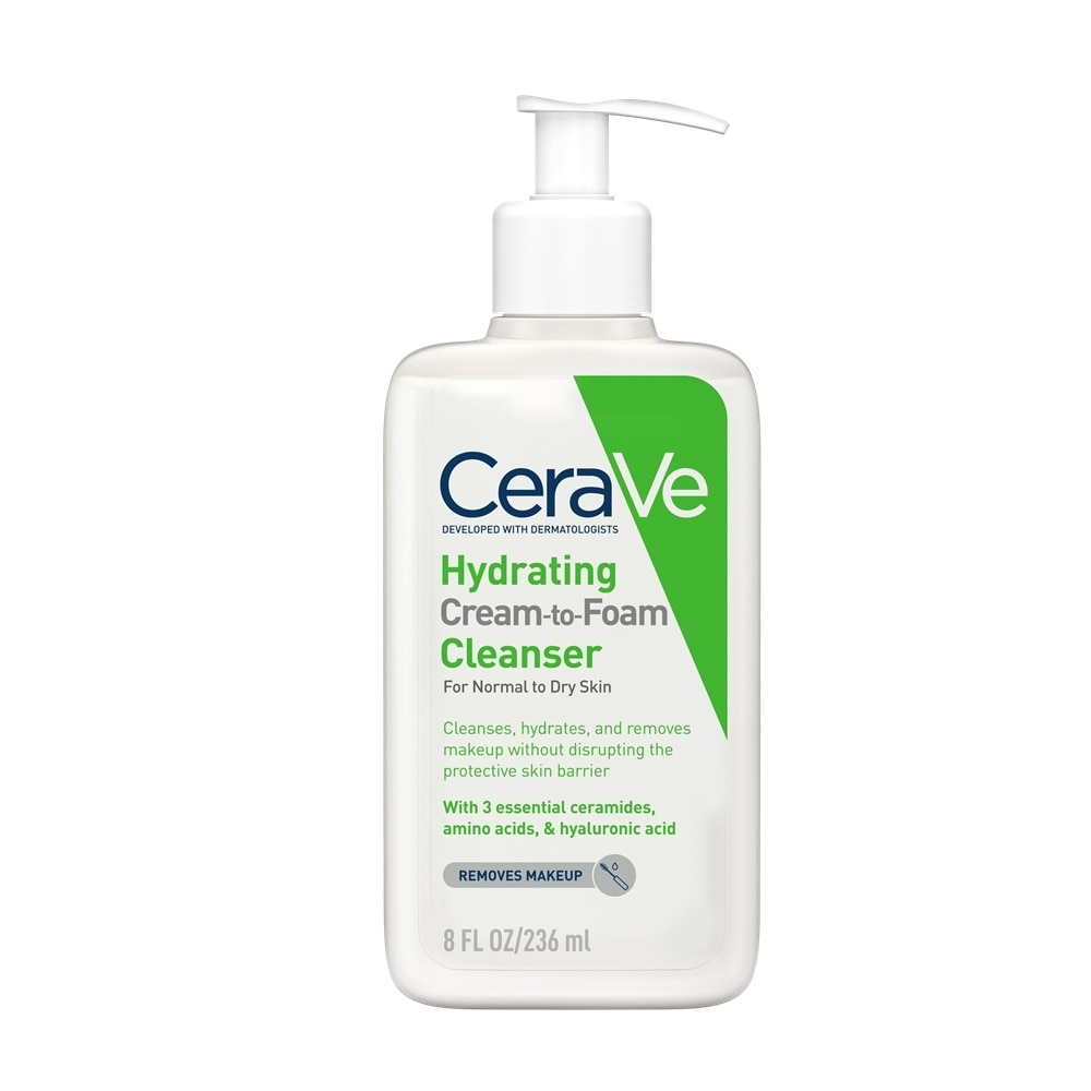Sữa Rửa Mặt Cerave Hydrating Cream-To-Foam Cleanser Làm Sạch Và Cấp Ẩm Cho Da Thường Và Da Khô 236ml