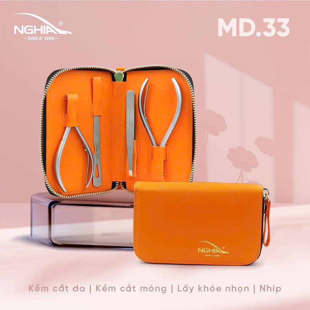 Combo KềmNghĩa MD.33((Kềm Cắt Da+Kềm Cắt Móng+Nhíp+Lấy Khóe Đầu Nhọn)