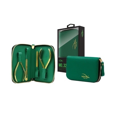 KỀM NGHĨA Gold Combo MD.32 (Cuticle Nippers + Nail Nippers + Tweezers + Sharp Tip Corner Remover)