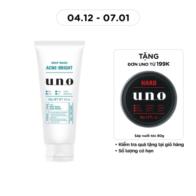 UNO Sữa Rửa Mặt Uno Chăm Sóc Da Mụn Whip Wash Acne-Bright 120g