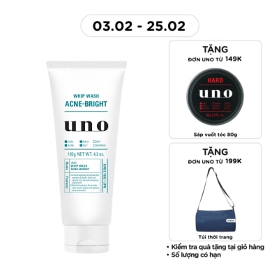 UNO Sữa Rửa Mặt Uno Chăm Sóc Da Mụn Whip Wash Acne-Bright 120g