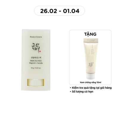 BEAUTY OF JOSEON Sáp Chống Nắng Beauty Of Joseon Matte Sun Stick Mugwort + Camelia SPF50+ PA++++ 18g