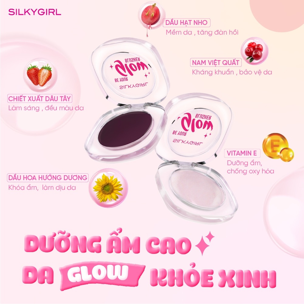 Má Hồng Thạch Silkygirl Be Your Glow Blusher 4g .#02 Berry