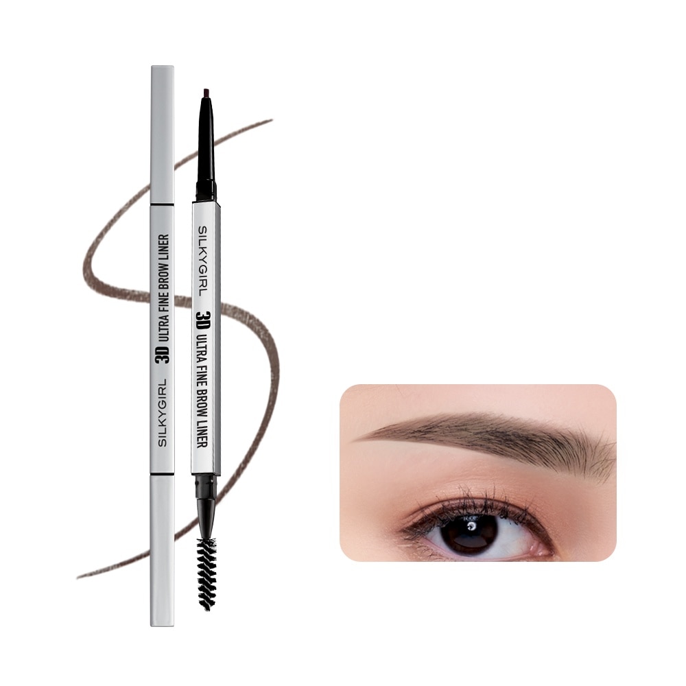 Chì Kẻ Mày 2 Đầu Silkygirl 3D Ultra Fine Brown Liner 0.1g .#02 Mocha Brown