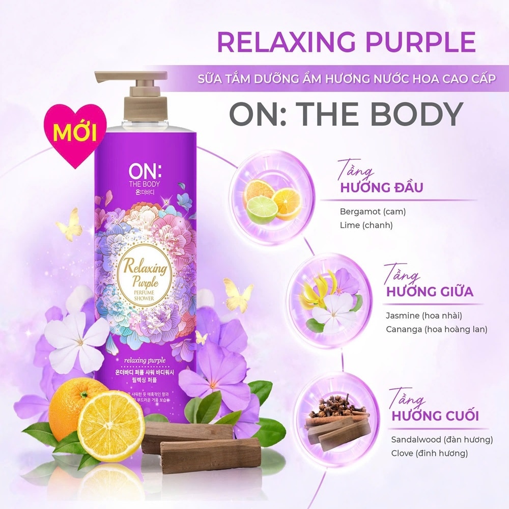Sữa Tắm On The Body Perfume Body Wash Relaxing Purple 1kg