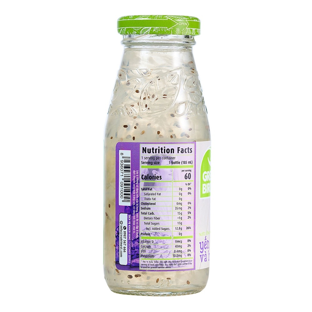 Nước Uống Bổ Dưỡng Green Bird Yến Sào Và Hạt Chia 185ml