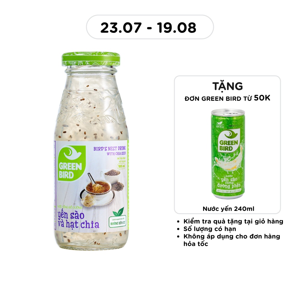 Nước Uống Bổ Dưỡng Green Bird Yến Sào Và Hạt Chia 185ml image