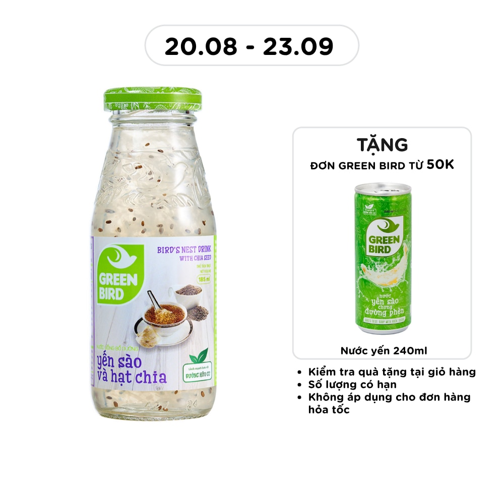 Nước Uống Bổ Dưỡng Green Bird Yến Sào Và Hạt Chia 185ml image