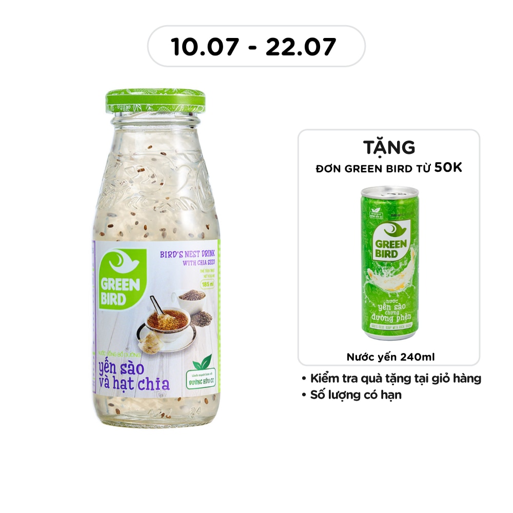 Nước Uống Bổ Dưỡng Green Bird Yến Sào Và Hạt Chia 185ml