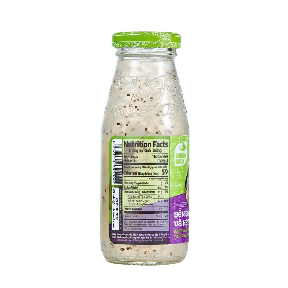 Nước Uống Bổ Dưỡng Green Bird Yến Sào Và Hạt Chia 185ml image