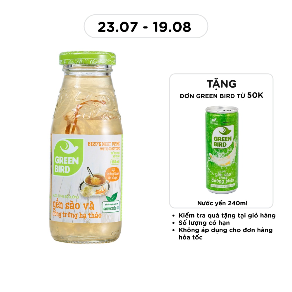 Nước Uống Bổ Dưỡng Green Bird Yến Sào Và Đông Trùng Hạ Thảo 185ml image