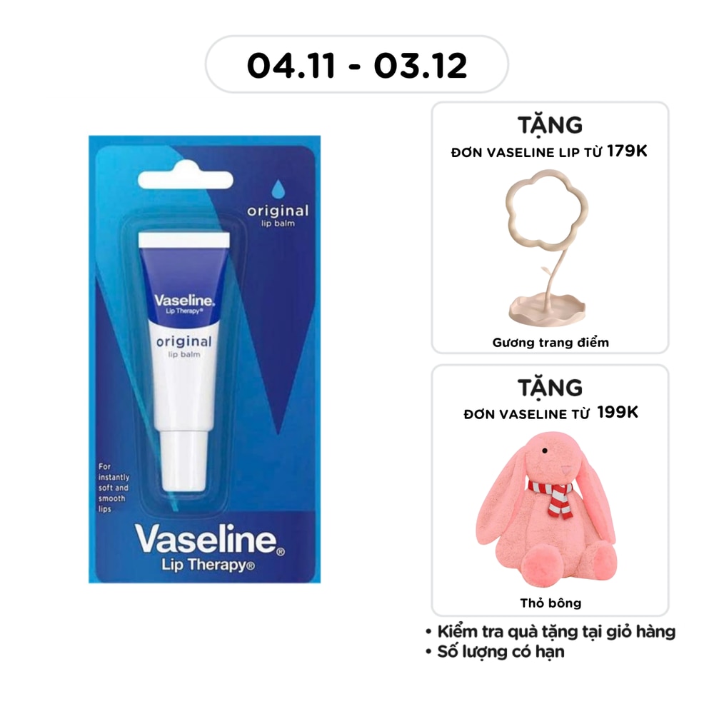 Son Dưỡng Vaseline Lip Therapy Original Lip Balm Mềm Mịn 10g