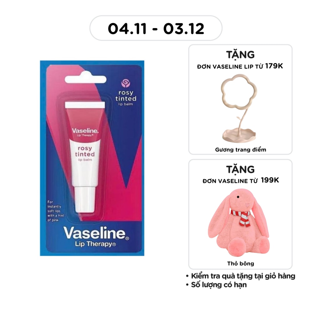 Son Dưỡng Vaseline Lip Therapy Rosy Tinted Lip Balm Hồng Xinh 10g