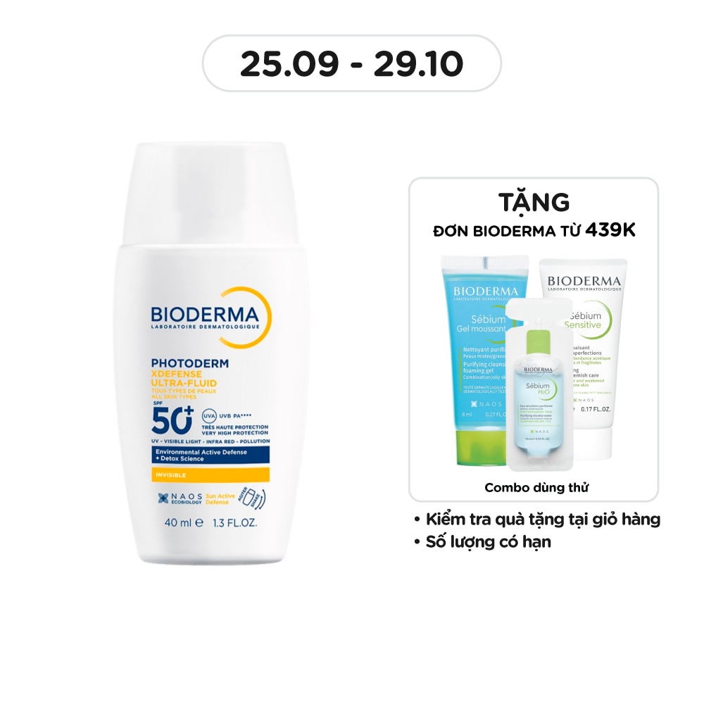 Sữa Chống Nắng Bioderma Photoderm Xdefense Ultra-Fluid SPF50+ PA++++ 40ml .#Invisible