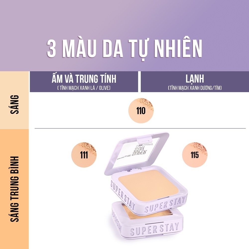Phấn Phủ Dạng Nén Maybelline Super Stay Up To 30H Flex Powder Foundation 9g .#111