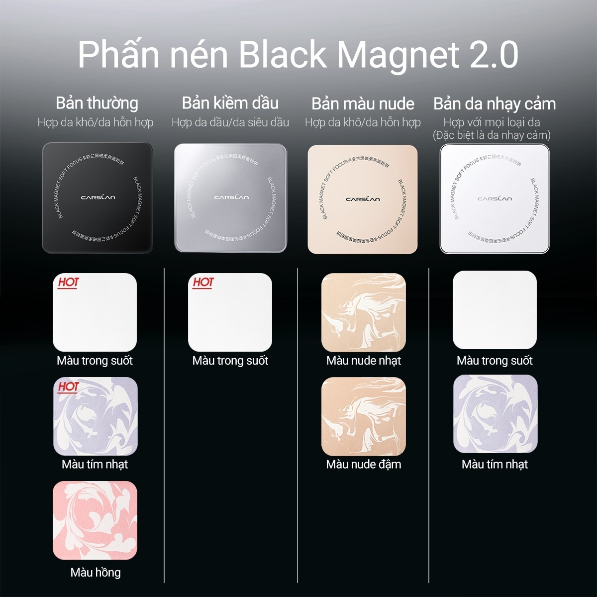 Phấn Nén 2.0 Carslan Black Magnet Soft Focus Powder 8g .#03 Light Purple
